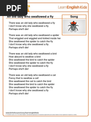 Songs An Old Lady Who Swallowed A Fly Lyrics Final 12 06 05 Pdf Pdf