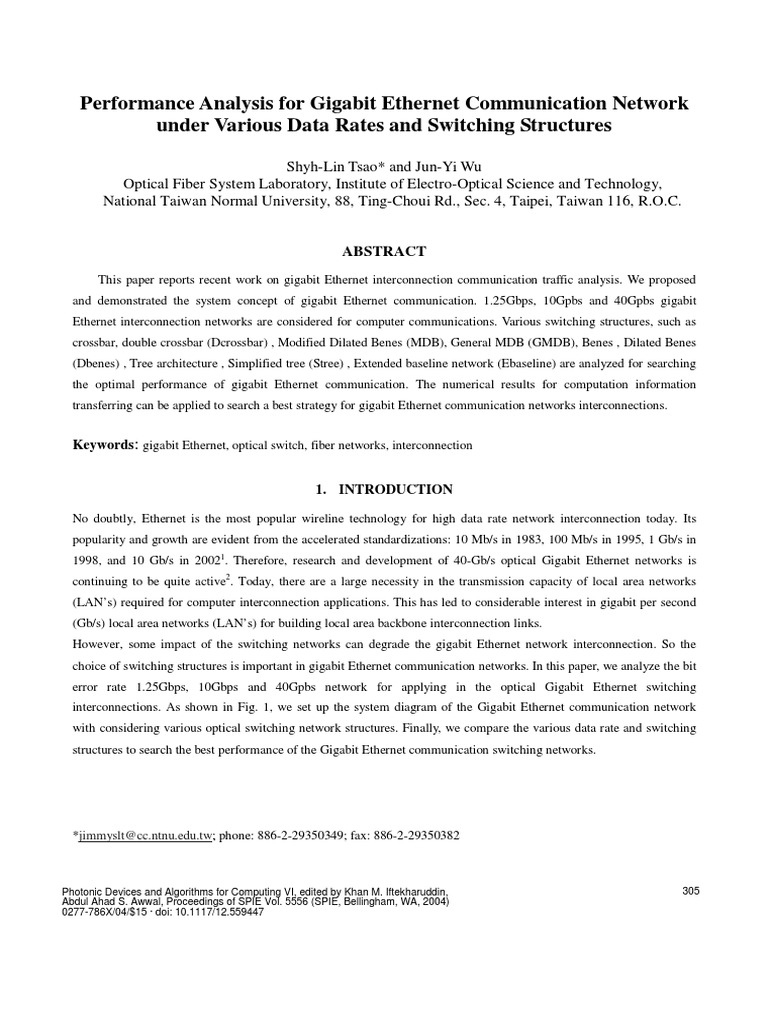 Performance Analysis For Gigabit Communication Network Under