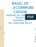 Basic of Telecommuni Cation: Prepared By: Hannah May Rosales Prepared To: Ms. Geraldine Mallo