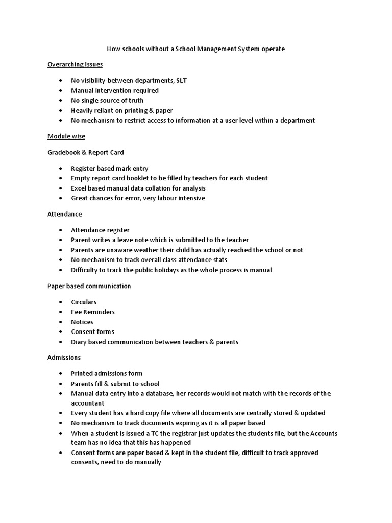 Challenges of Schools Without Management Systems | PDF | Cheque | Computing