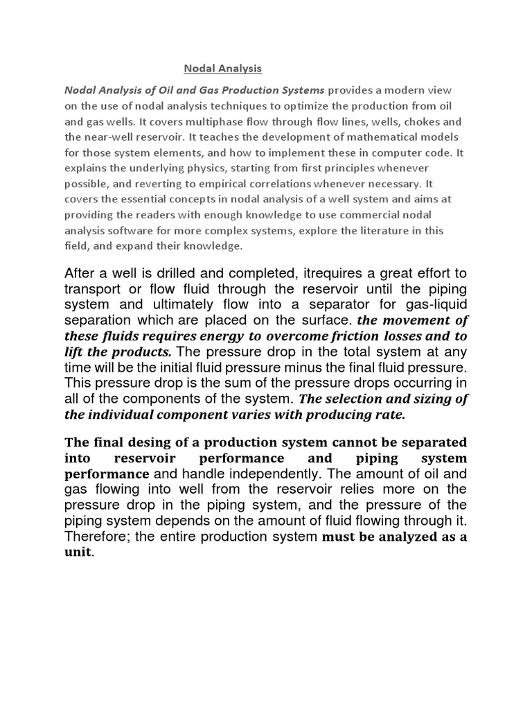 Nodal Analysis in Oil and Gas Production | PDF