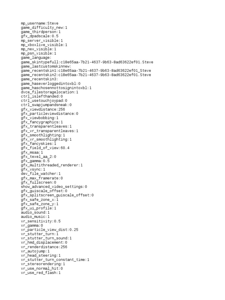 Minecraft User Settings Configuration | PDF