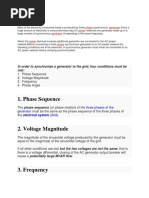 Phase Sequence: in Order To Synchronize A Generator To The Grid, Four Conditions Must Be Met