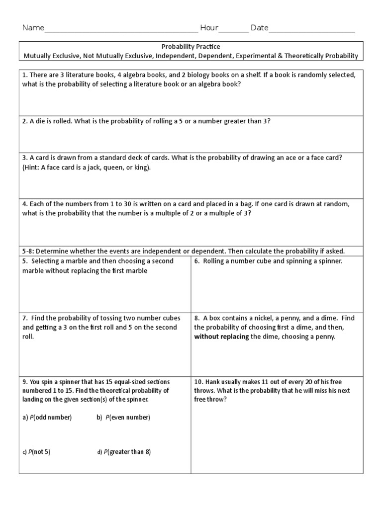 Probability Practice Problems Guide | PDF
