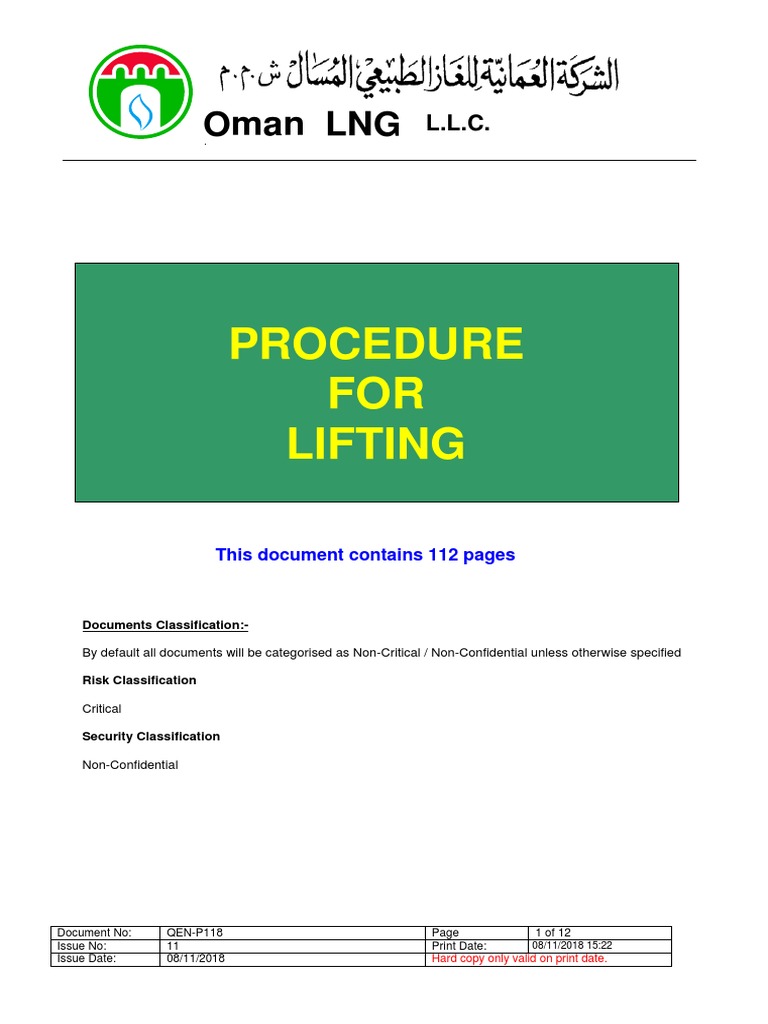 Lifting Procedures and Safety Requirements at Oman LNG PDF Crane