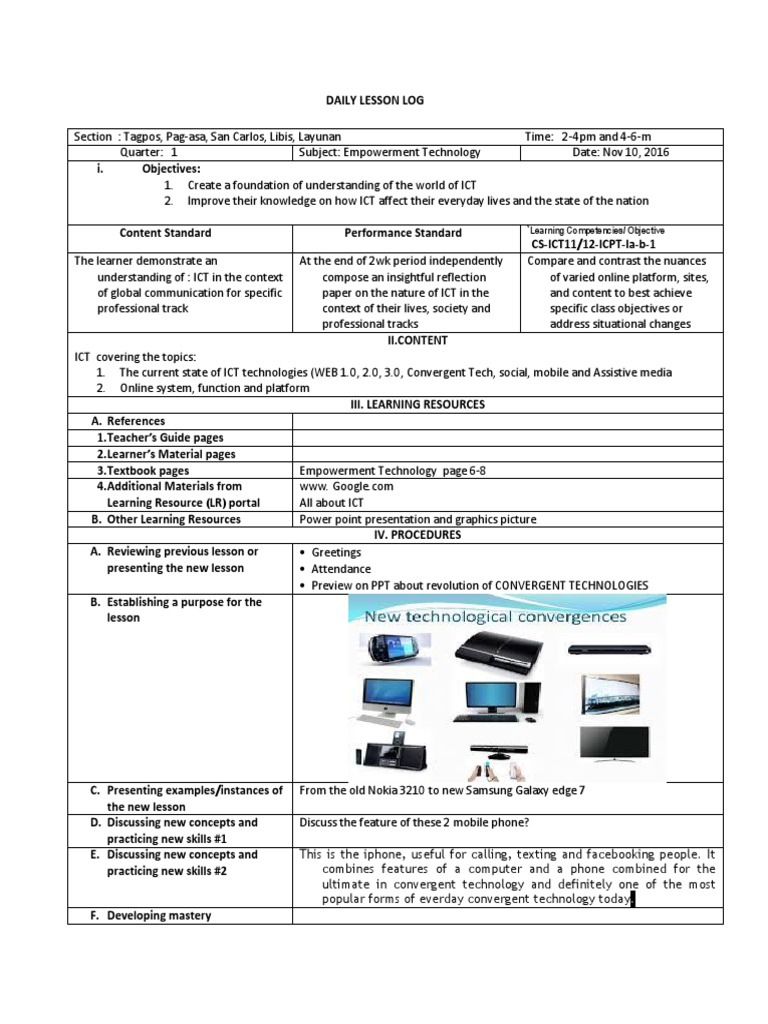 Empowerment Technology Lesson Plan | PDF | Educational Technology ...