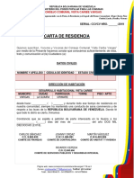 Modelo Carta de Residencia