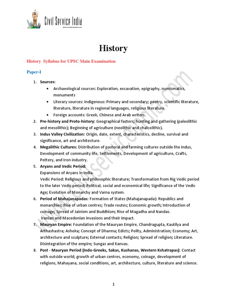 History History Syllabus For UPSC Main Examination PDF Mughal
