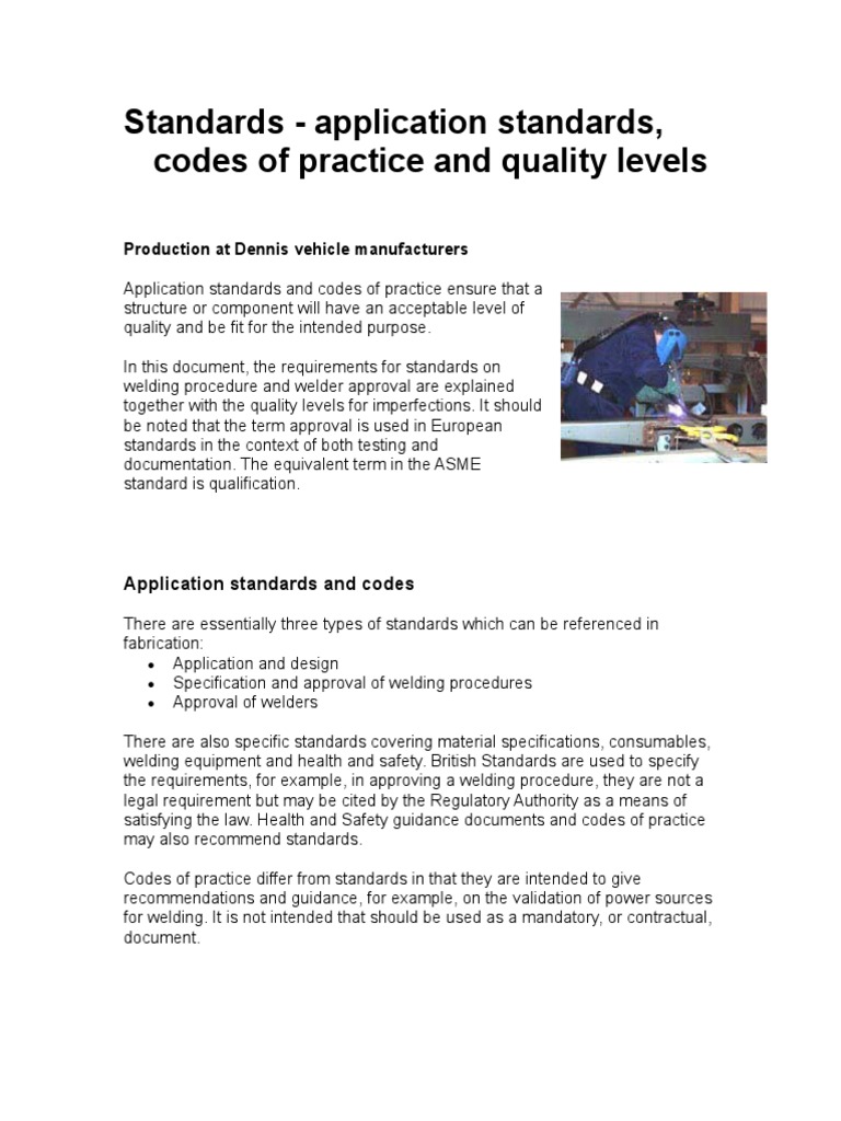 Standards - Application Standards, Codes of Practice and Quality Levels ...