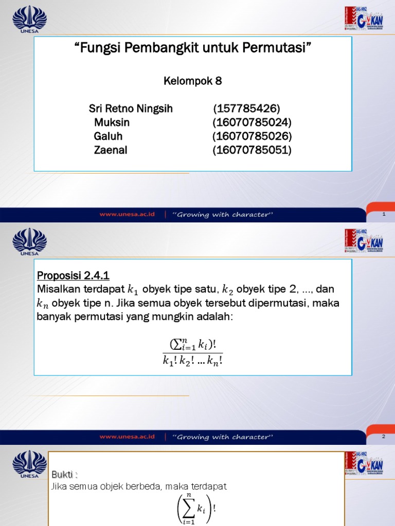 Ppt Fungsi Pembangkit Untuk Permutasi