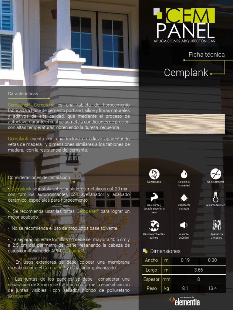 FT Cem Cemplank 010419 Baja | PDF | Aislamiento térmico | Tornillo