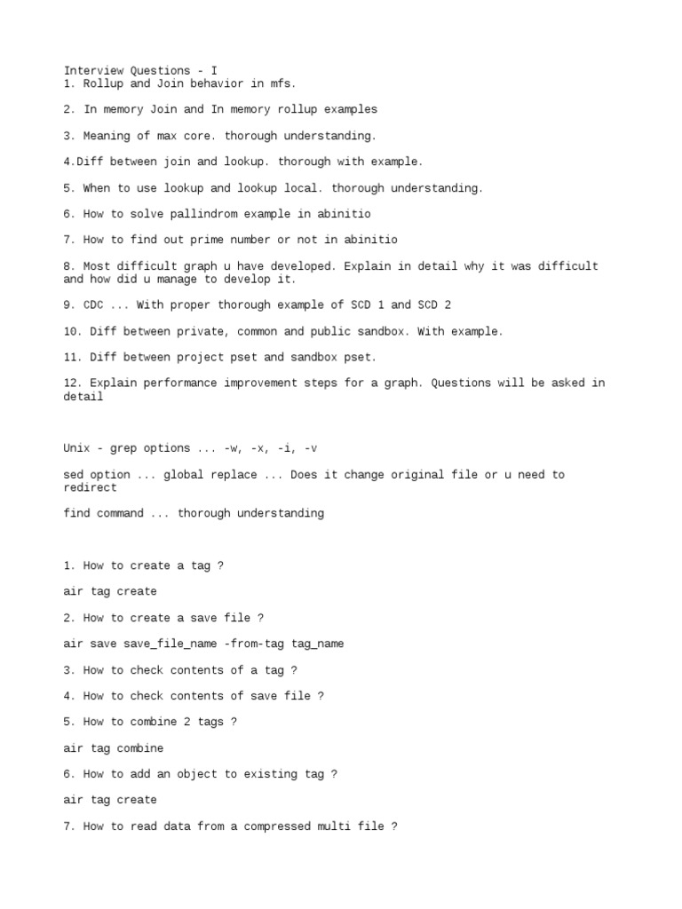 Interview - Questions - Ab Initio | PDF | Information Retrieval ...