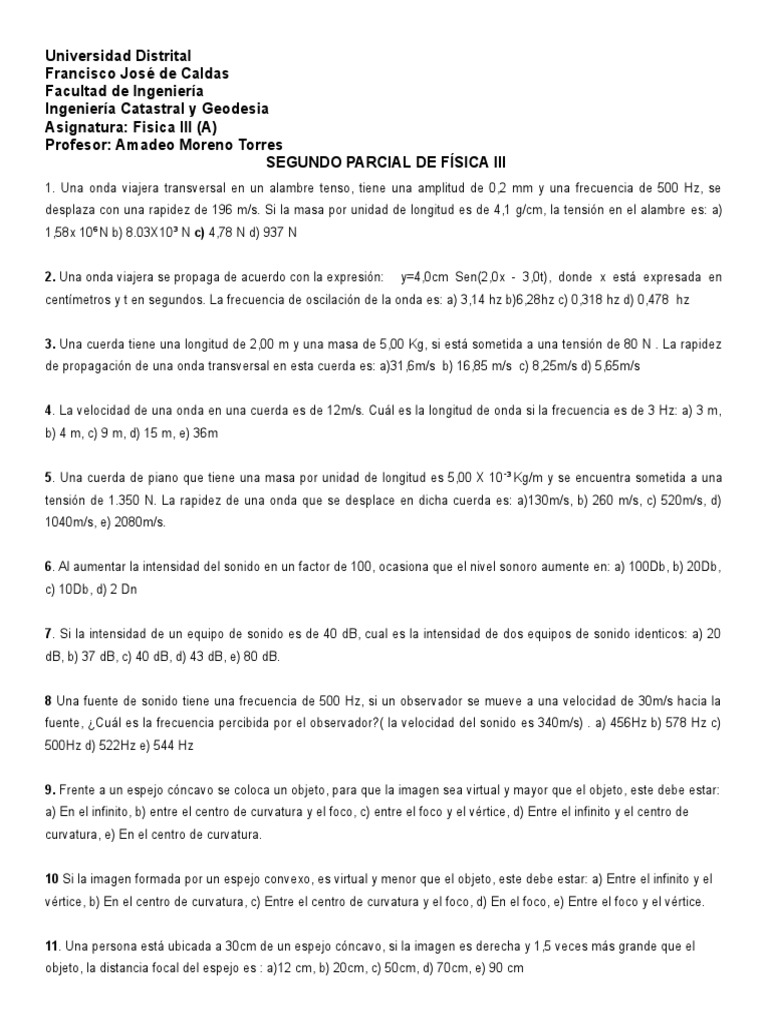 2018-2 Segundo Parcial de Fisica III 18 Octubre 2018 | PDF | Espejo ...