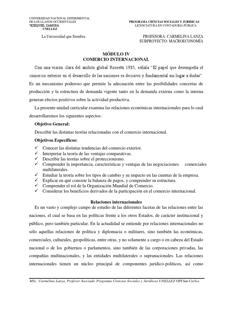 Teorías del Comercio Internacional y su Impacto | PDF | Balance de ...