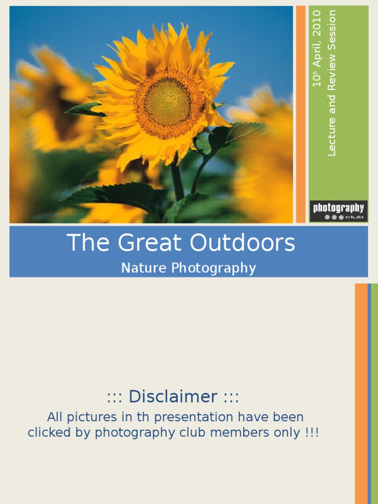 The Great Outdoors: Nature Photography | PDF | Art | Science & Mathematics