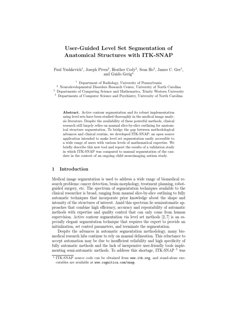 UserGuided Level Set Segmentation of Anatomical Structures With ITK