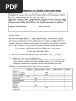 Former Employer's Reference Form