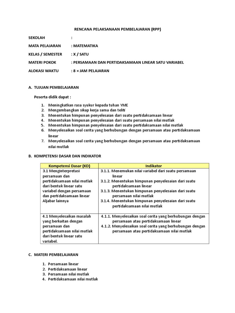 Rpp Mtk Untuk Smk Kelas X K13n Kasmina Dan Toali Pdf