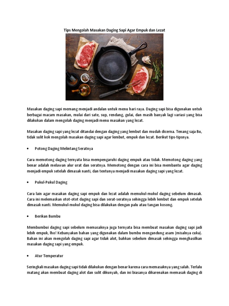 Tips Mengolah Masakan Daging Sapi Agar Empuk Dan Lezat