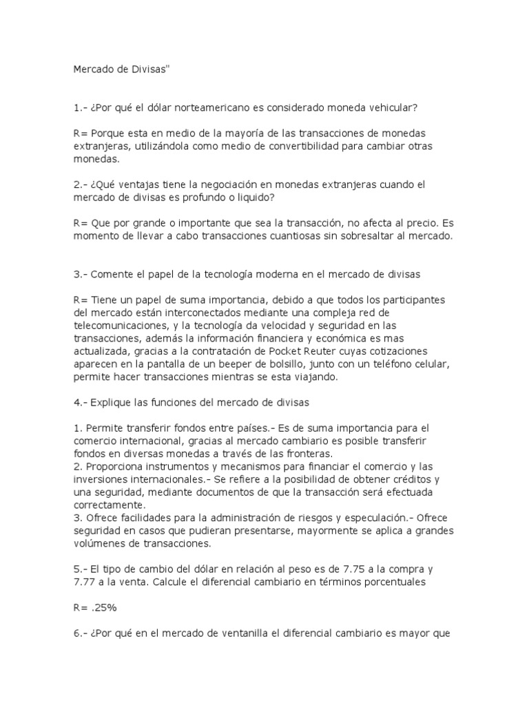 Diferencial Cambiario y Mercado de Divisas | PDF | Mercado de divisas ...