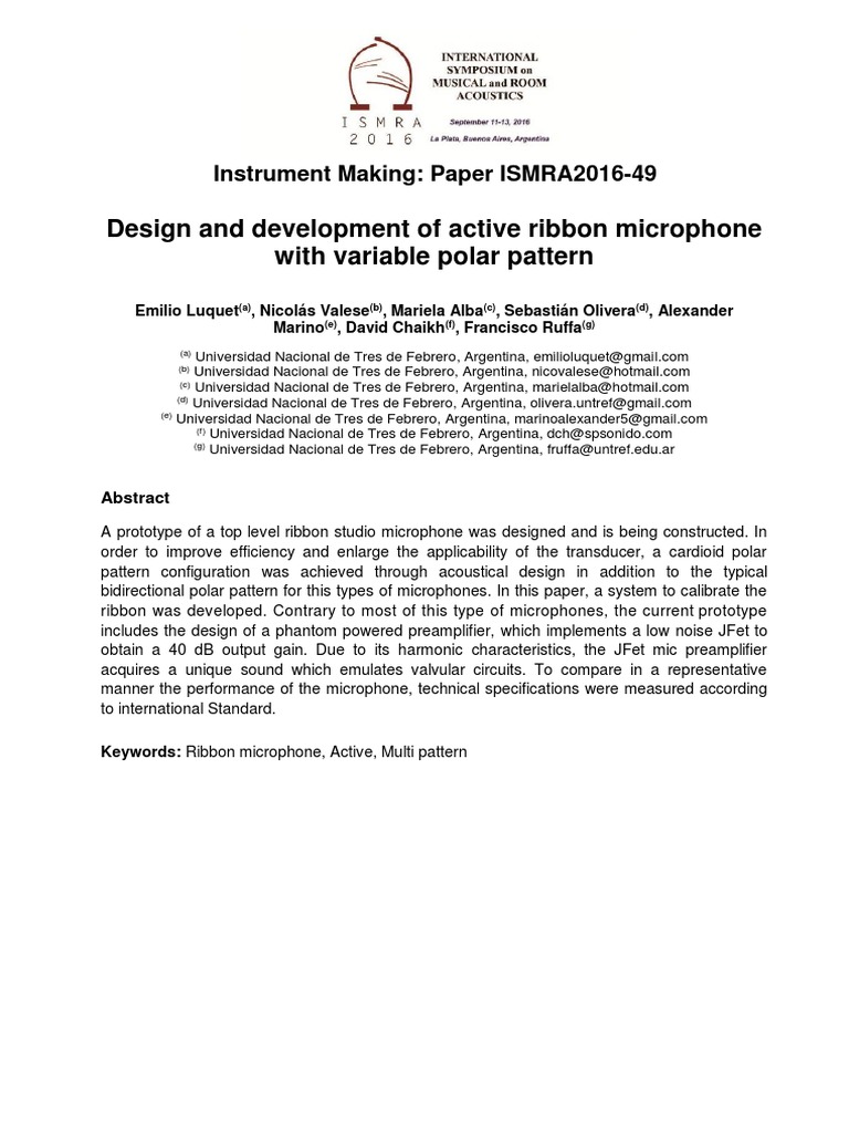 Active Ribbon Microphone Design | PDF | Microphone | Transformer