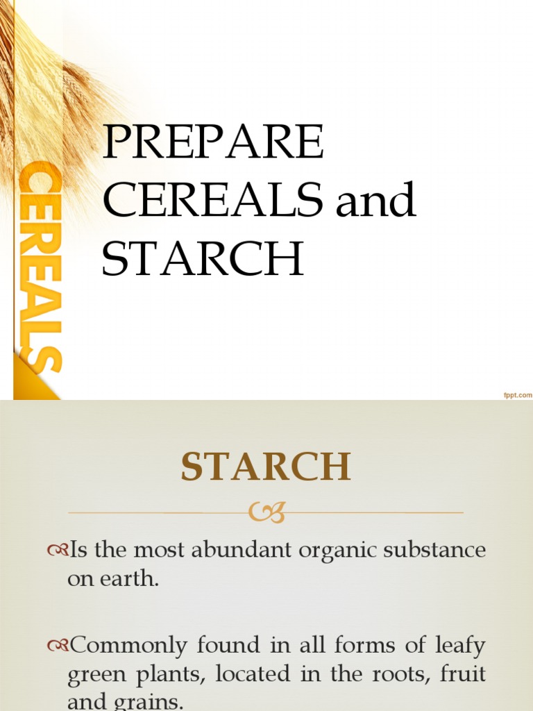 Prepare Cereals and Starch PDF Starch Cereals
