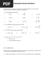 REVIEW QUESTIONS - Triangle Trigonometry, Arcs and Sectors, Unit Circle