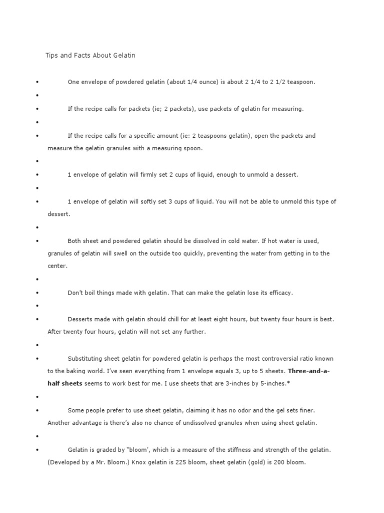 Gelatin Tips PDF Gelatin Teaspoon