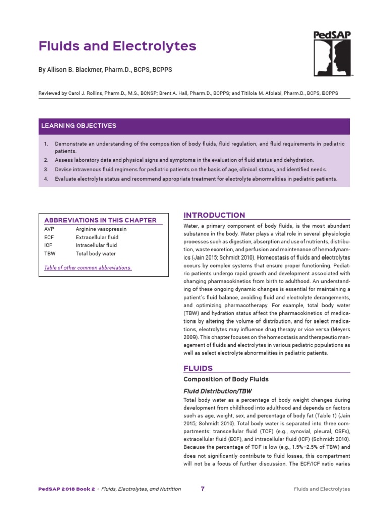 Pediatric Fluid and Electrolyte Management | PDF | Dehydration ...