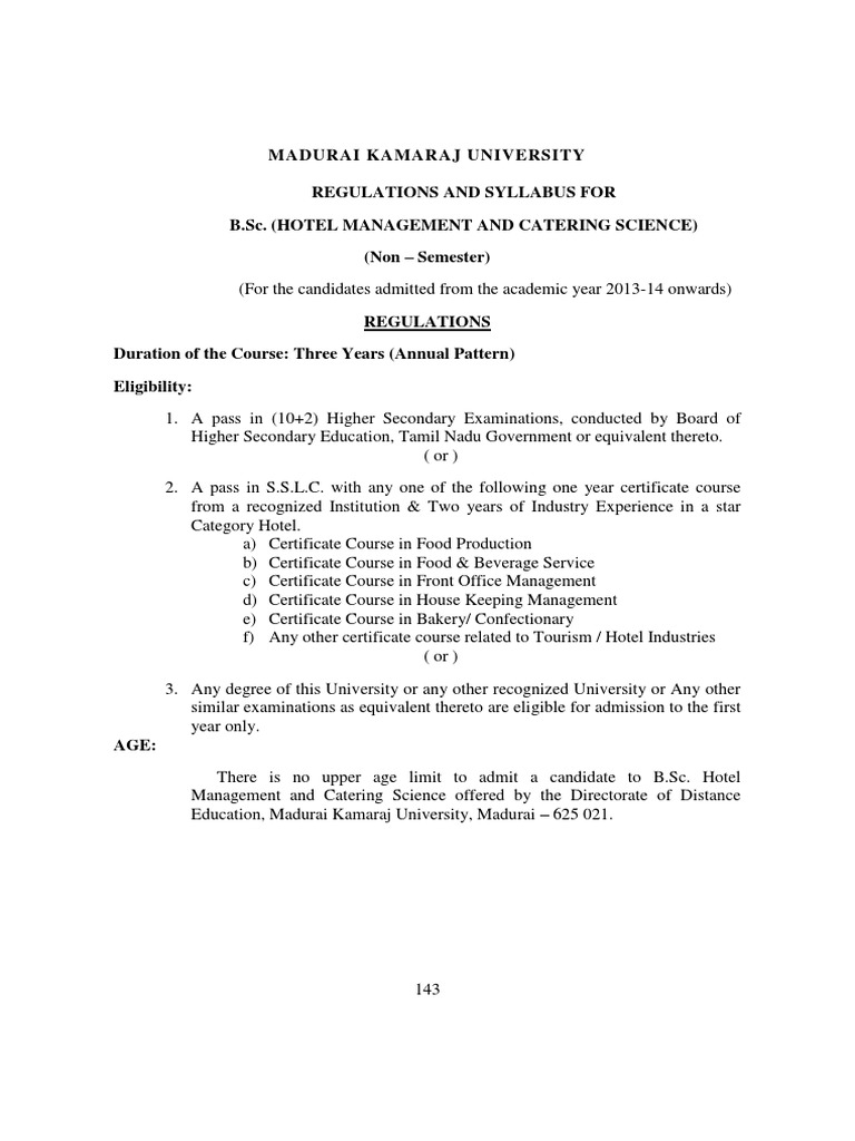 B Sc Hotel Management Pdf Cooking Cooking Food Wine