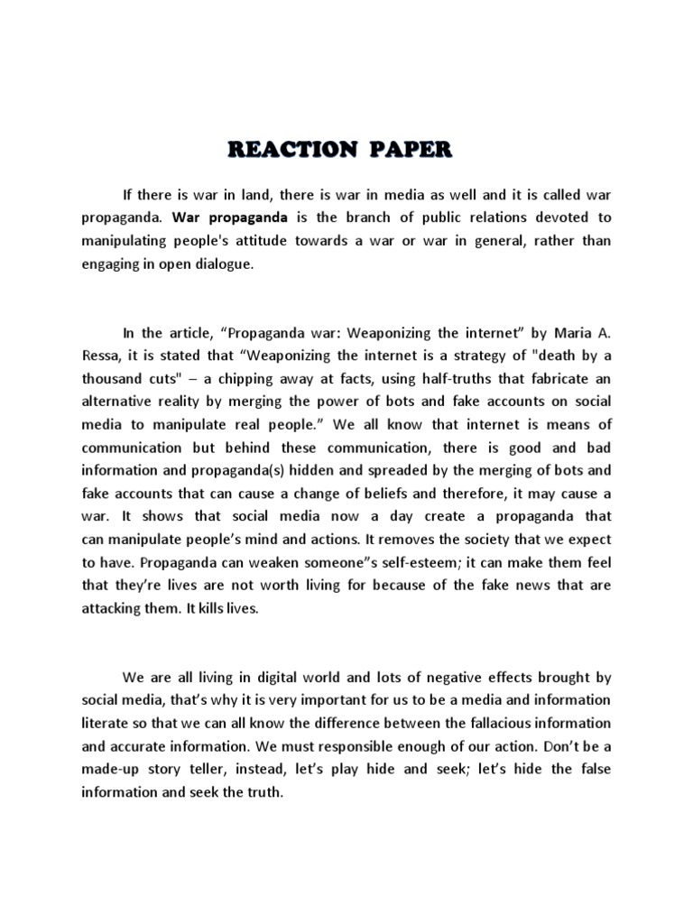 example of reaction paper about quantitative research