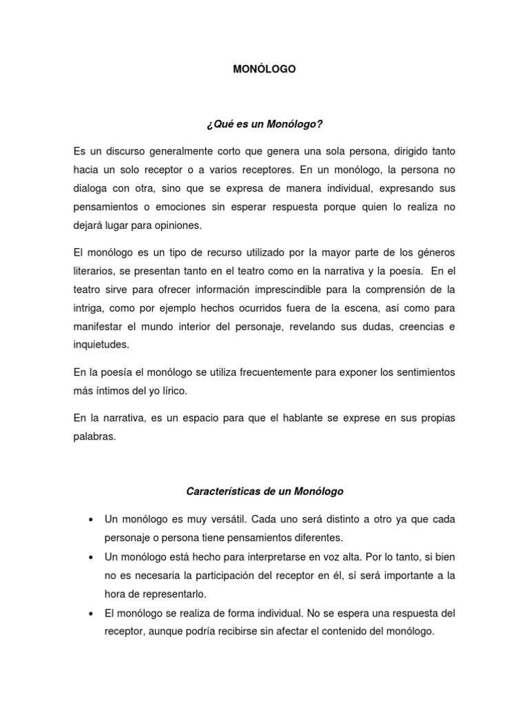 Monologo Docx Monologo Teatro