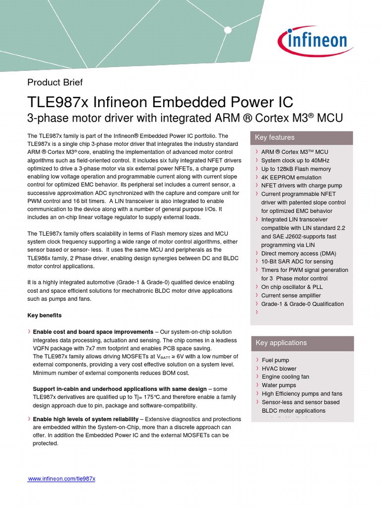 Infineon TLE987x ProductBrief PB v01 01 en | PDF | Microcontroller ...