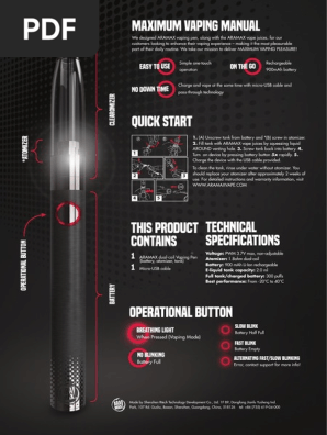 ARAMAX Vape Pen User Instructions | PDF
