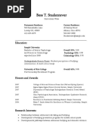 Graduate Student Curriculum Vitae