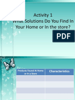 Activity 1 What Solutions Do You Find in Your Home or in The Store?