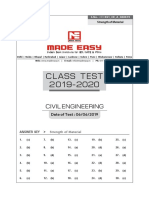 Class Test 2019-2020: Civil Engineering