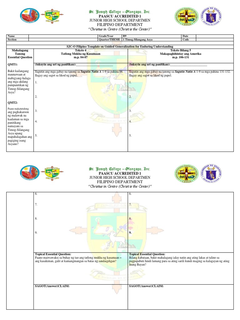 B9 Guided Generalization Template Aralin 4 5 | PDF