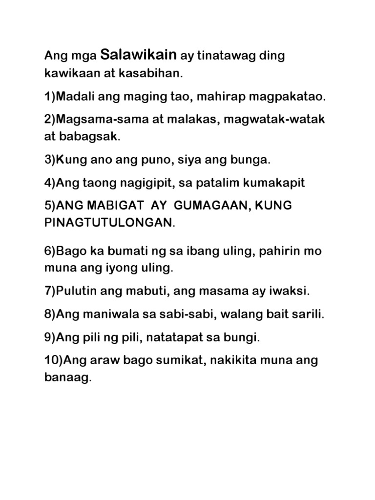 Salawikain Kahulugan Kung Ano Ang Puno Siya Ang Bunga