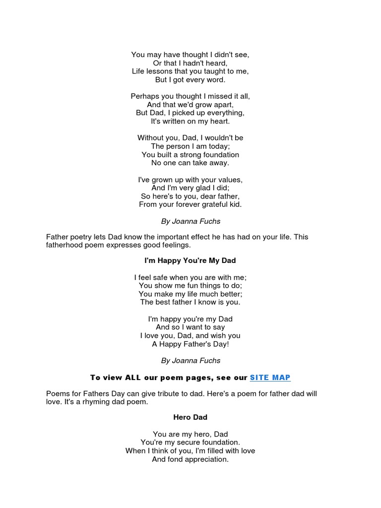 I Love You Dad Poetry Love