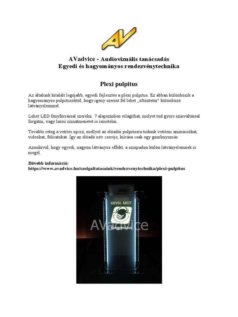 Plexi Pulpitus Állvány Bérlés | PDF