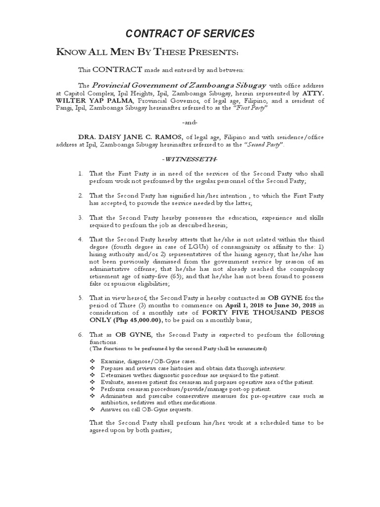 Sample Contract of Services | PDF | Government Information | Justice