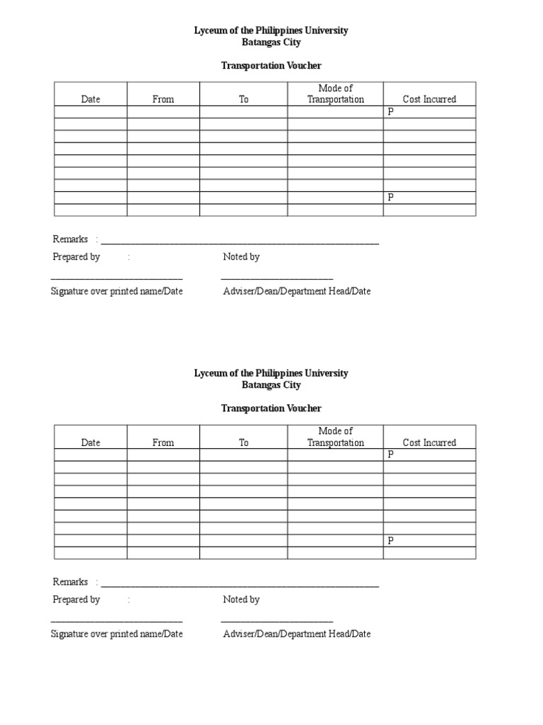 Transportation Voucher Template | PDF