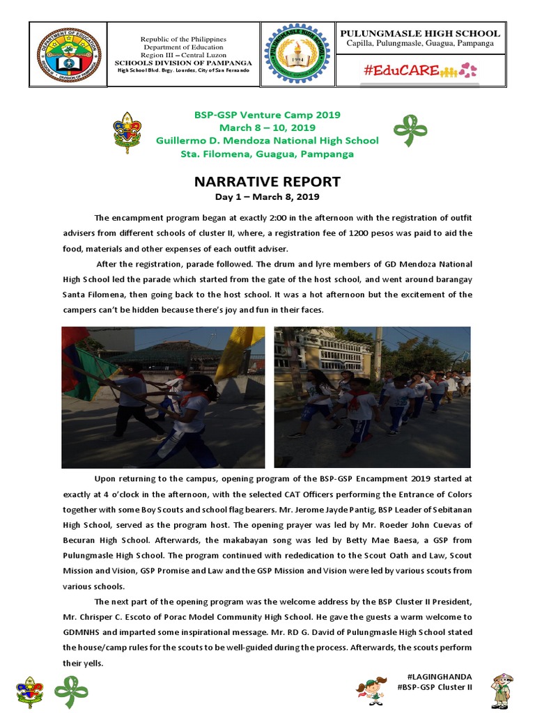 BSP-GSP Encampment 2019 Report | PDF | Scouting | Youth Movements