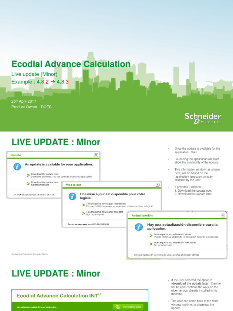 Ecodial Advance Calculation: Live Update (Minor) Example: 4 8 4 8
