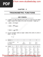 CBSE Class 11 Assignment For Trigonometric Functions PDF