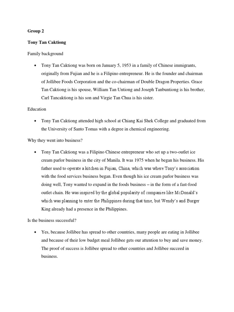 Tony Tan Caktiong | PDF