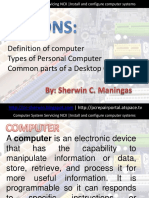 Definition of Computer Types of Personal Computer Common Parts of A Desktop Computer