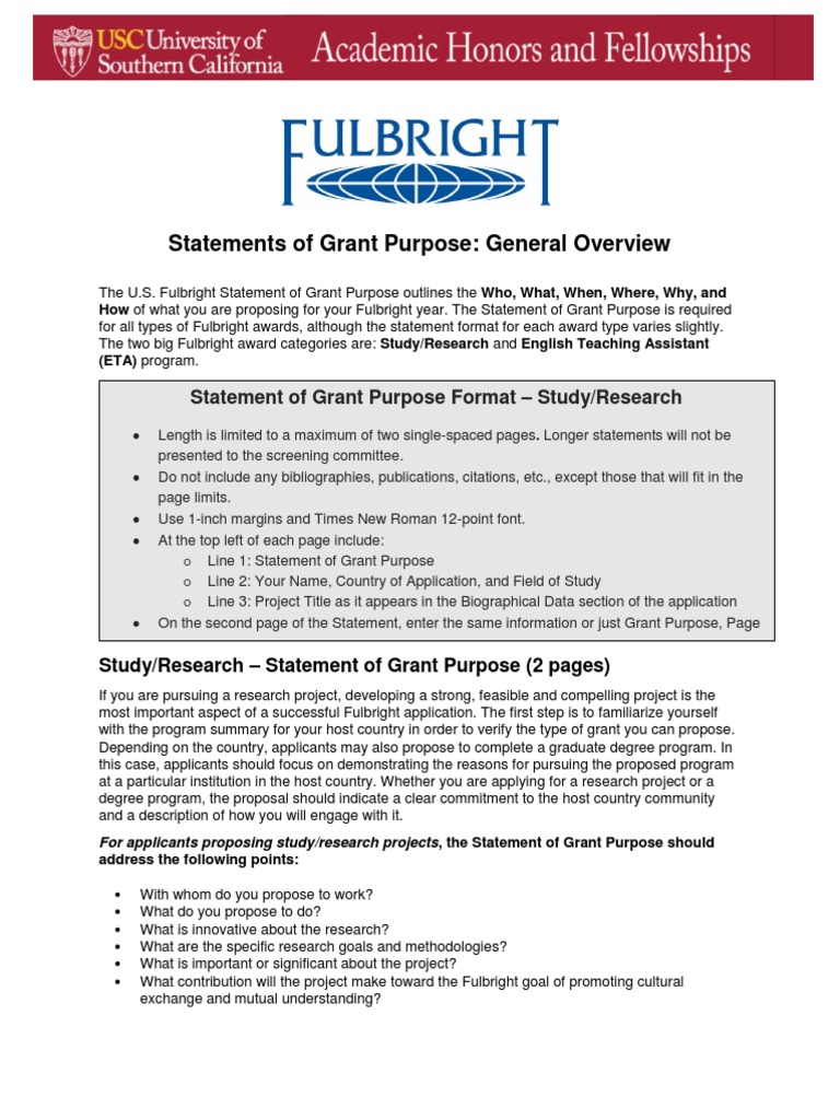 Statements of Grant Purpose: General Overview | PDF | Identity 