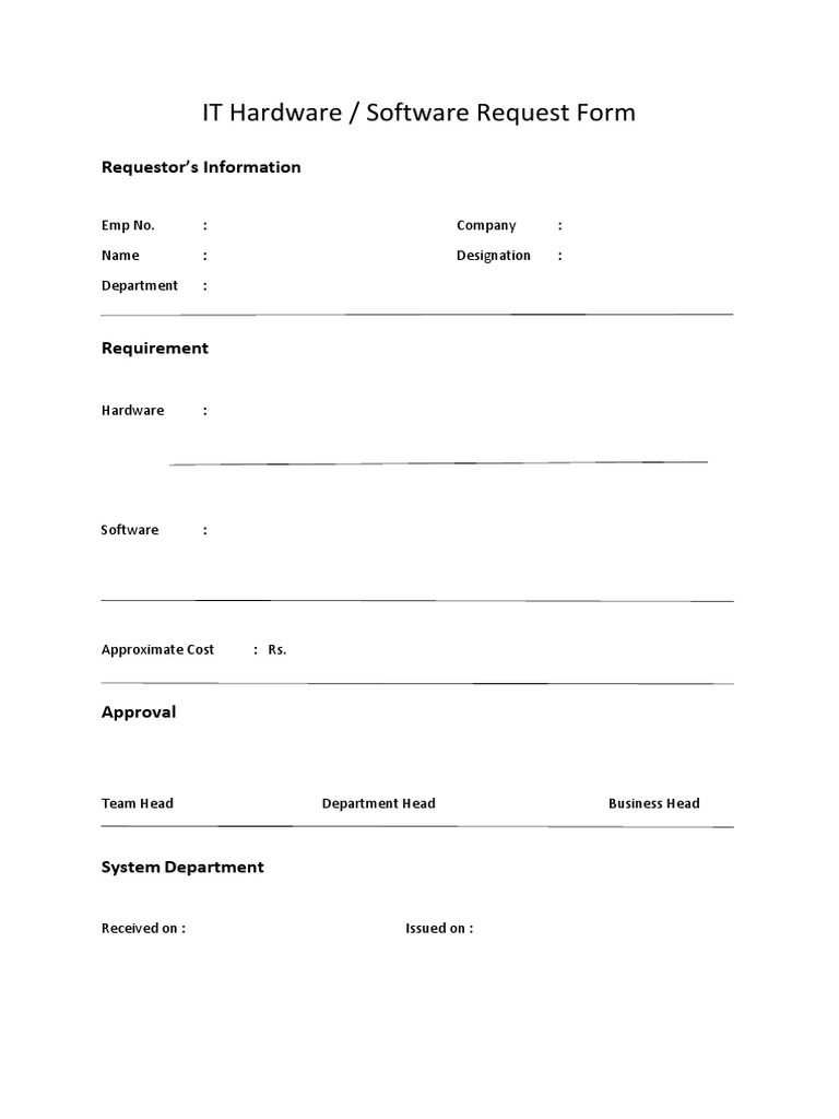 IT Hardware and Software Request Form | PDF